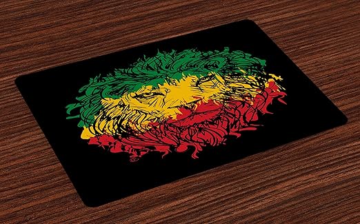 Amazon Com Ambesonne Rasta Place Mats Set Of 4 Ethiopian Flag