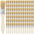 100Pcs Paint Brush, 1 Inch Chip Brushes Bulk Small Paint Brush Bristle Paint Brush Set Flat Paintbrushes with Wood Handle for