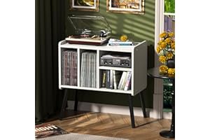 UODERS Record Player Table, Mid-Century Record Player Stand with Vinyl Storage Hold Up to 150+ Albums, Vinyl Record Cabinet w