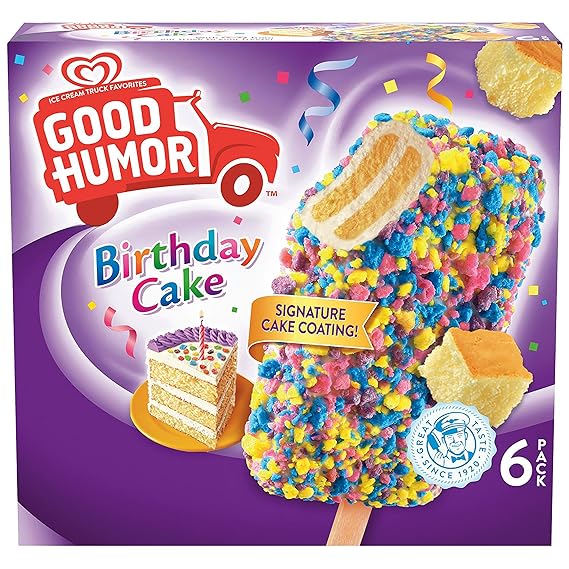 Good Humor Ice Cream & Frozen Desserts Bar, Birthday Cake 6 Count Grocery & Gourmet