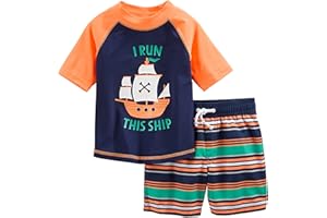 Simple Joys by Carter's Toddlers and Baby Boys' Swimsuit Trunk and Rashguard Set