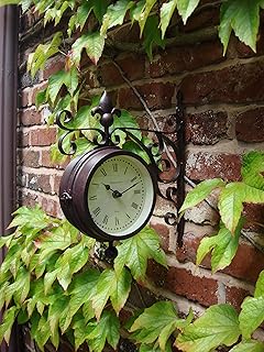 Grand Central Costello Hq Premium Outdoor Garden Large Wall Station Clock Swivel Giant Big Outside Metal Double Decorative Retro Round Metal Outdoor Patio Wall Vintage Indoor Rust Free