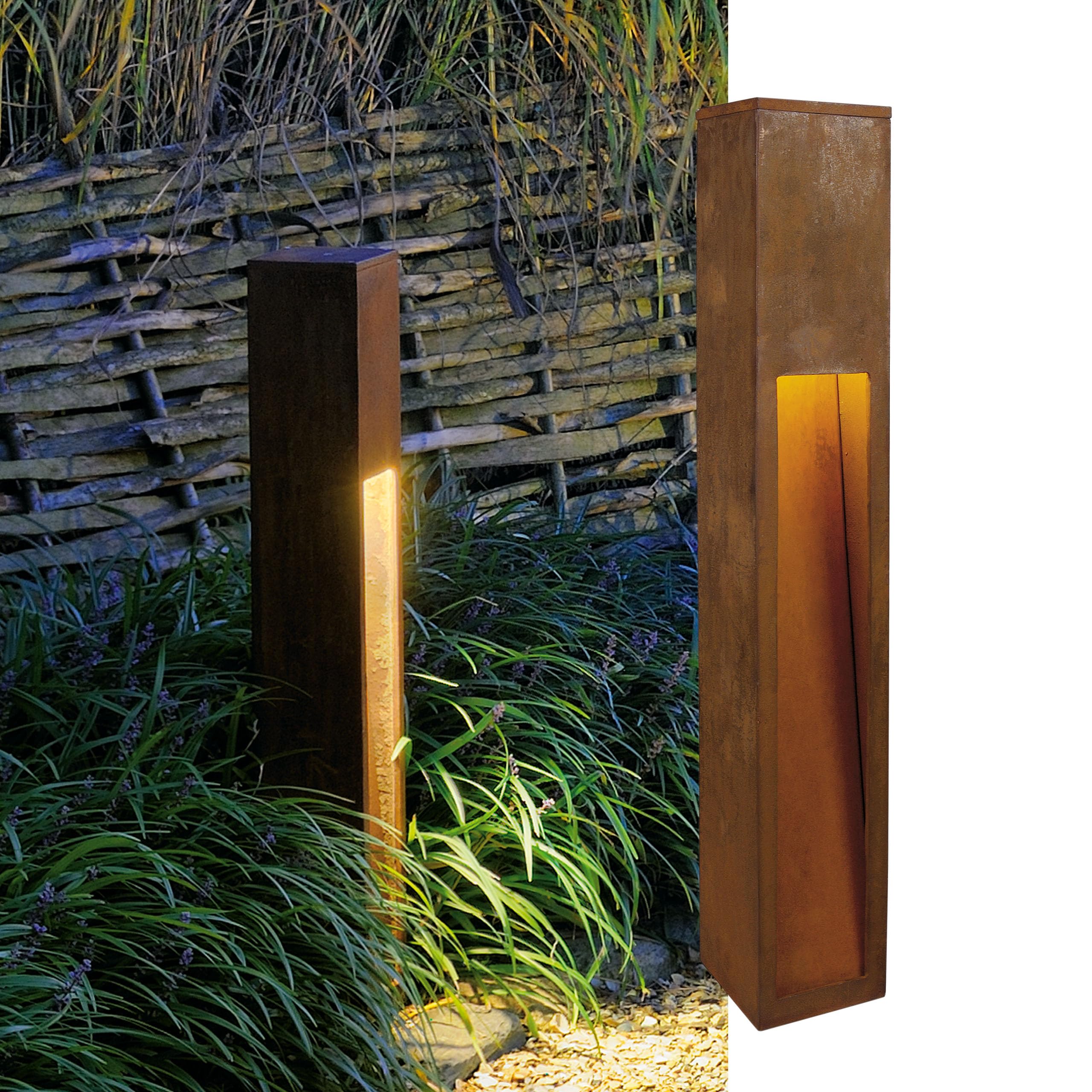 SLV Free-Standing lamp Rusty Slot 80 / Outdoor Illumination for Paths, Walls, entrances, LED Outdoor Garden lamp / E27 IP44 11W Rust
