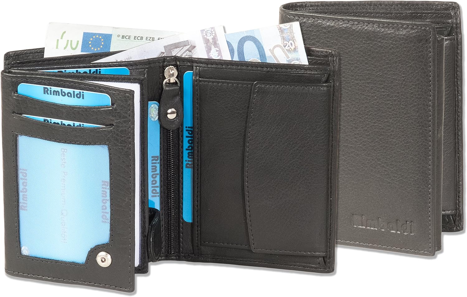 Rimbaldi - Bolt Purse in Portrait Made from Very Soft, untreated Calf Leather in Black - Image 3