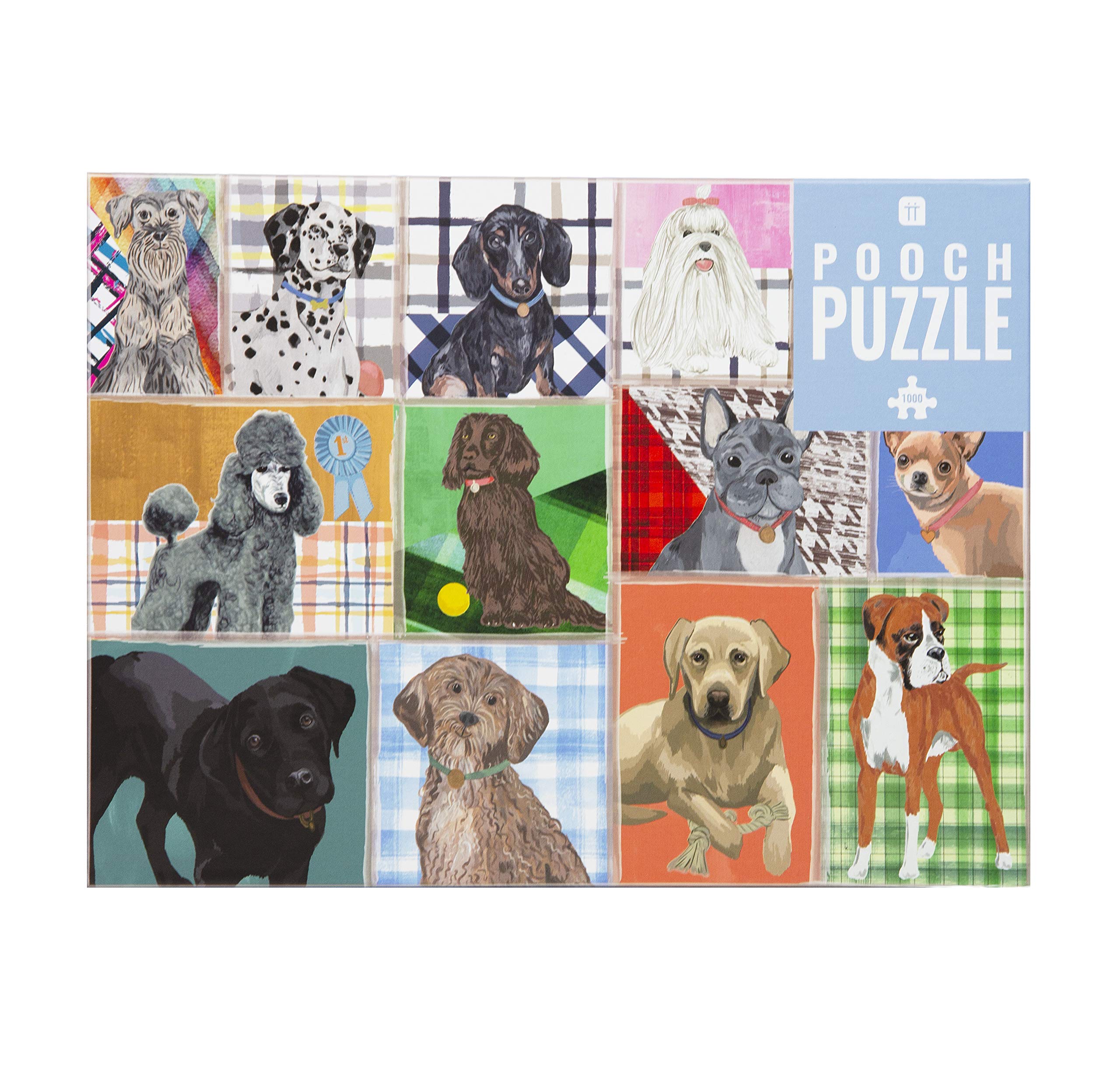 Talking Tables 1000 Piece Dog Jigsaw Puzzle-Illustrated Animals with Matching Poster & Breeds Trivia Sheet | Birthday Present, Gifts for Adults or Kids, Pets, Wall Art, DOG1000