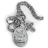 St. Colette of Corbie Necklace, Keychain or Clip, Patron Saint Confirmation Gift, Birthstone Crystal and Initial Charm