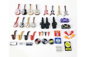 Brick Loot Music Instrument Pack Toy Building Block Accessory, 38 Pieces, for Adults & Kids Age 6+, Fits Lego Minifigures, 100% Compatible with Other Brands, Acoustic & Electric Guitars, Mics