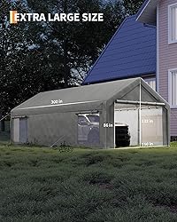 GarveeLife 13x25 Ft Carport with 10 Sandbags, Car