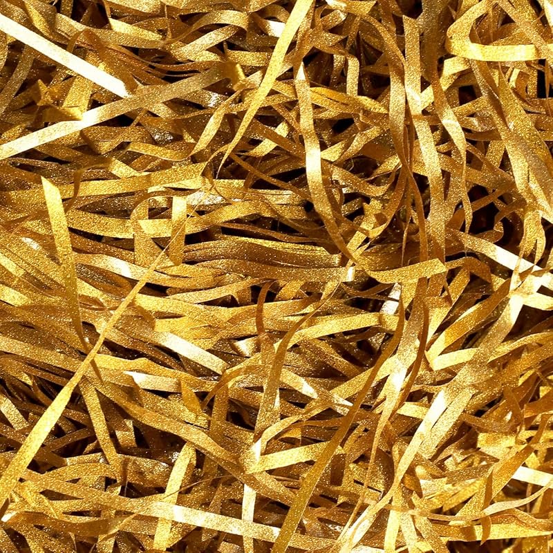 Lanjue Glitter Shredded Tissue Paper 100g Golden Raffia Gift Filler