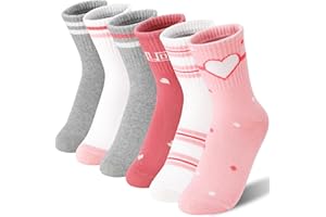 MOGGEI 6 Pairs Girls Kids Socks Athletic Sport Basketball Cotton Soft Crew Breathable Socks for Outdoor