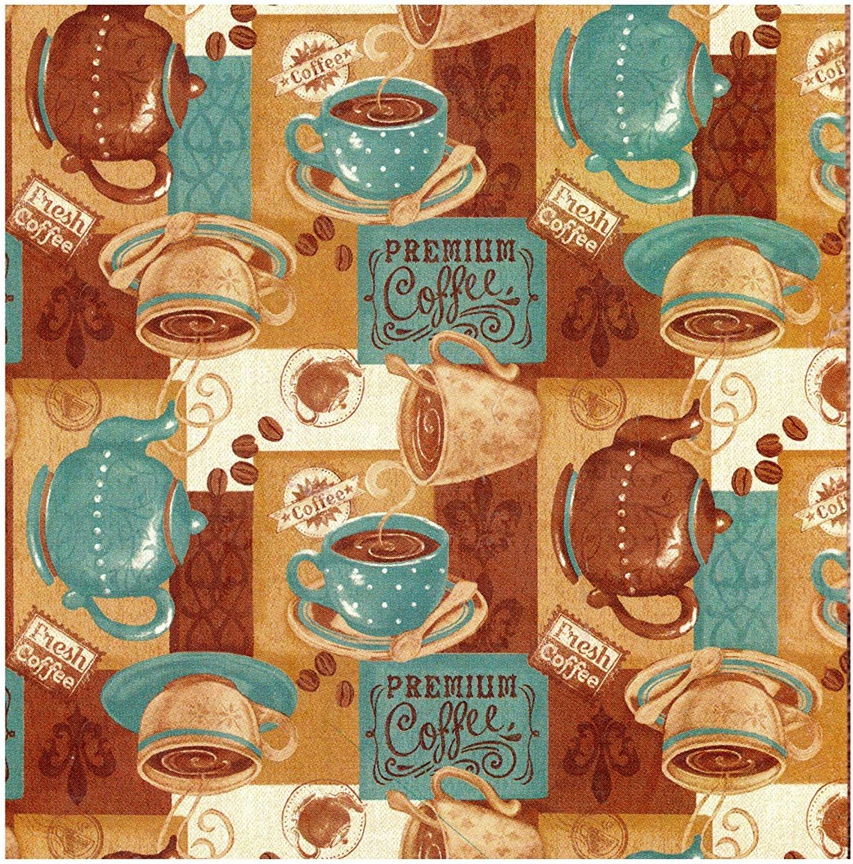 Great Gatherings Fresh Coffee PEVA Vinyl Tablecloth Flannel Backed (60 x 102 Rectangle)
