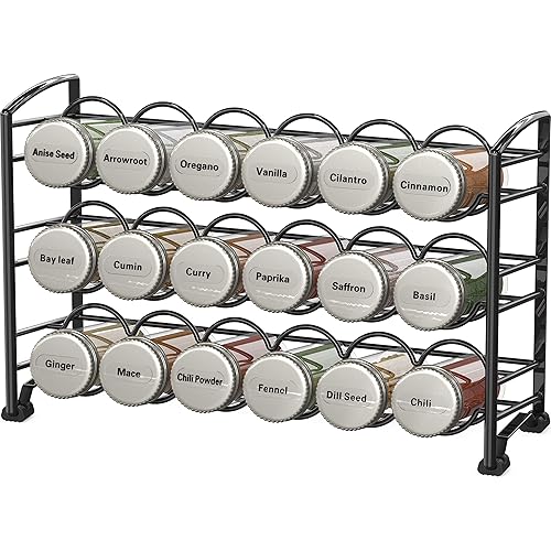 Deco Brothers Spice Rack Stand holder with 18 Bottles and 48