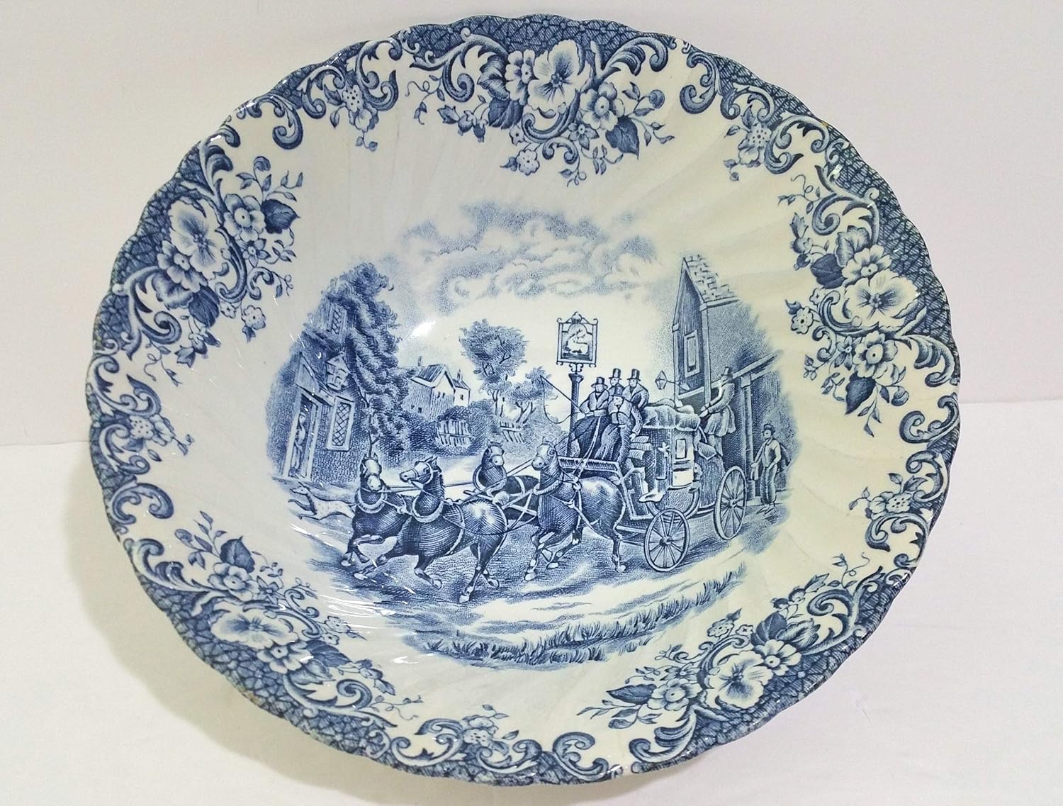 Johnson Brothers Blue Coaching Scenes 8 1/4" Round