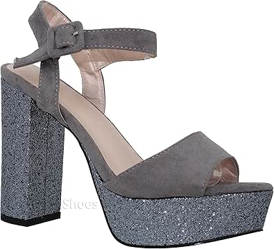 grey sandals with block heel