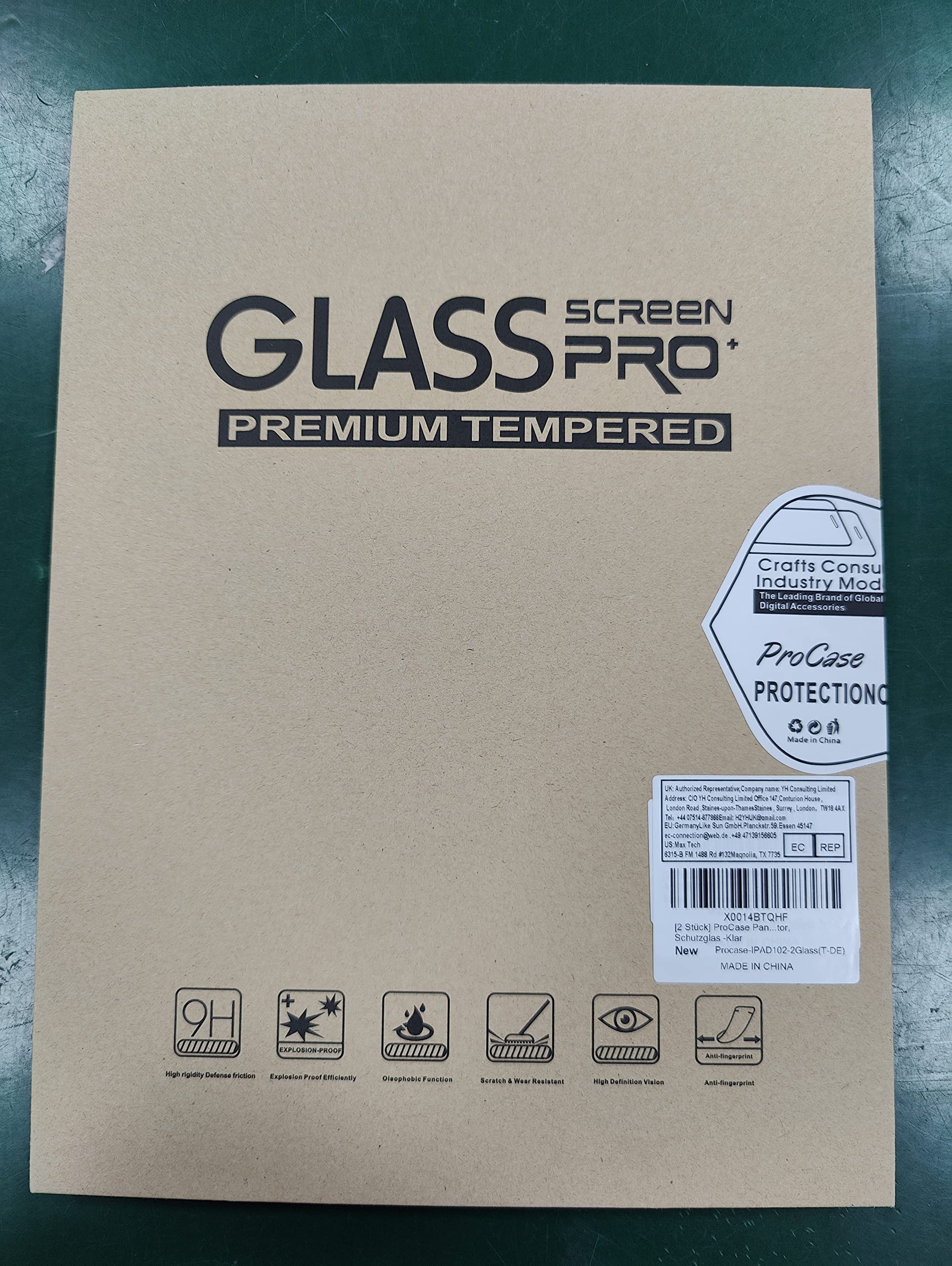 ProCase 2 Pack Screen Protector for iPad 9th 8th 7th Generation 10.2 Inch (2021/2020/2019), Tempered Glass Film for A2602 A2603 A2270 A2197 -Clear