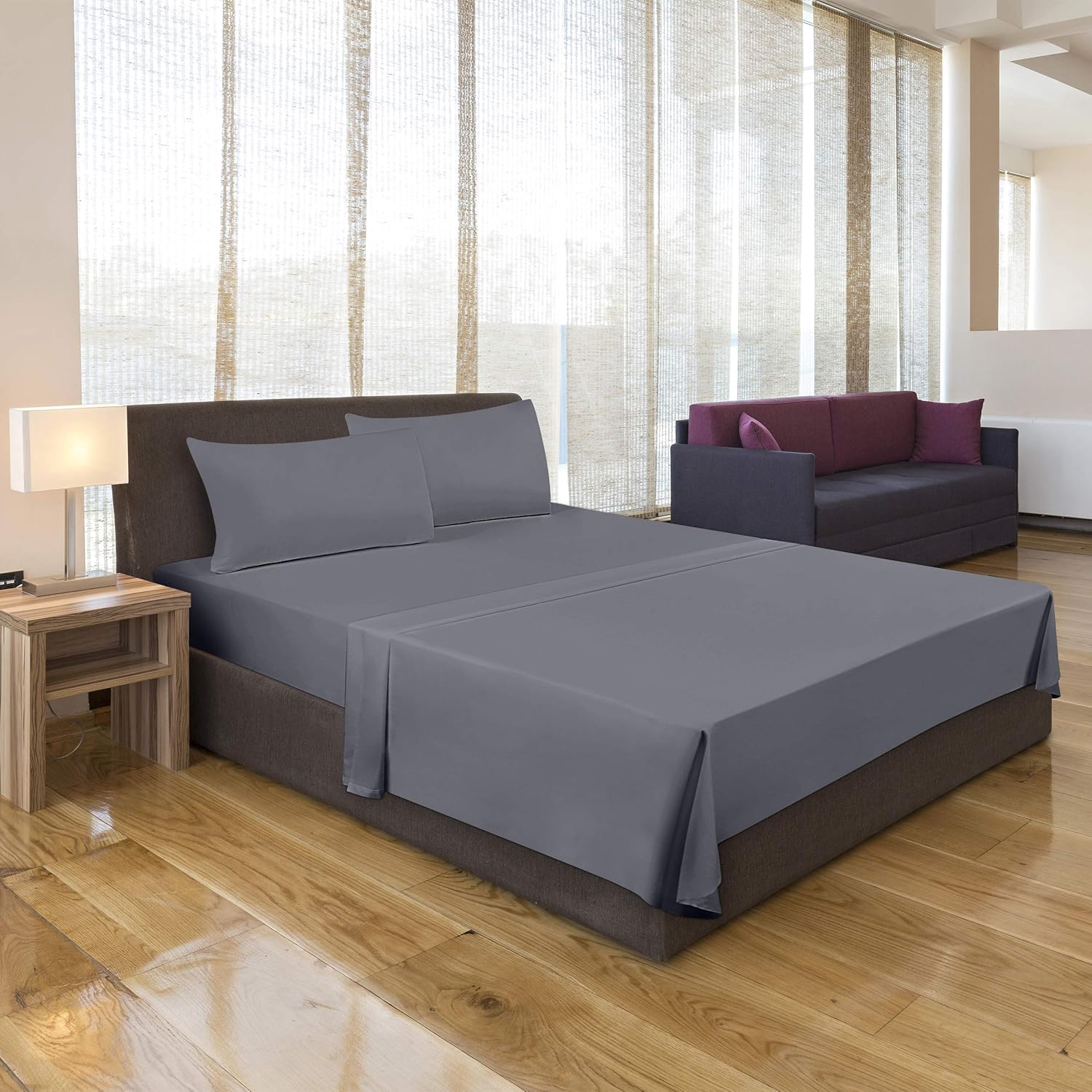 Utopia Bedding Bed Sheet Set - 4 Piece Queen Bedding - Soft Brushed Microfiber Fabric - Shrinkage & Fade Resistant - Easy Care (Queen, Grey): Home & Kitchen