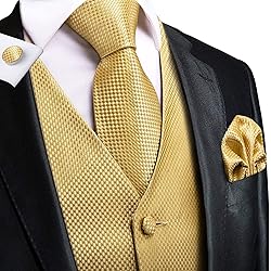 Dubulle Suit Vest Tie Set Mens Gold Plaids Paisley