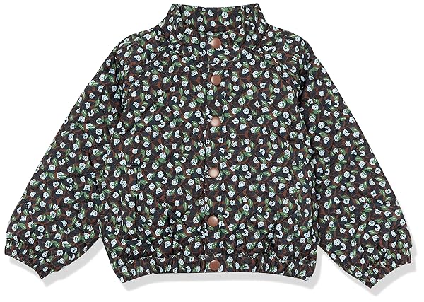 AMAZON ESSENTIALS UNISEX KIDS’ LIGHTWEIGHT PUFFER JACKET (PREVIOUSLY AMAZON AWARE), DEEP BROWN GRAPHIC FLORAL, SMALL