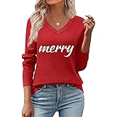 Zeagoo Women's 2026 Fall V Neck Sweater Trendy Long Sleeve Casual Lightweight Ribbed Knit Pullover Tops
