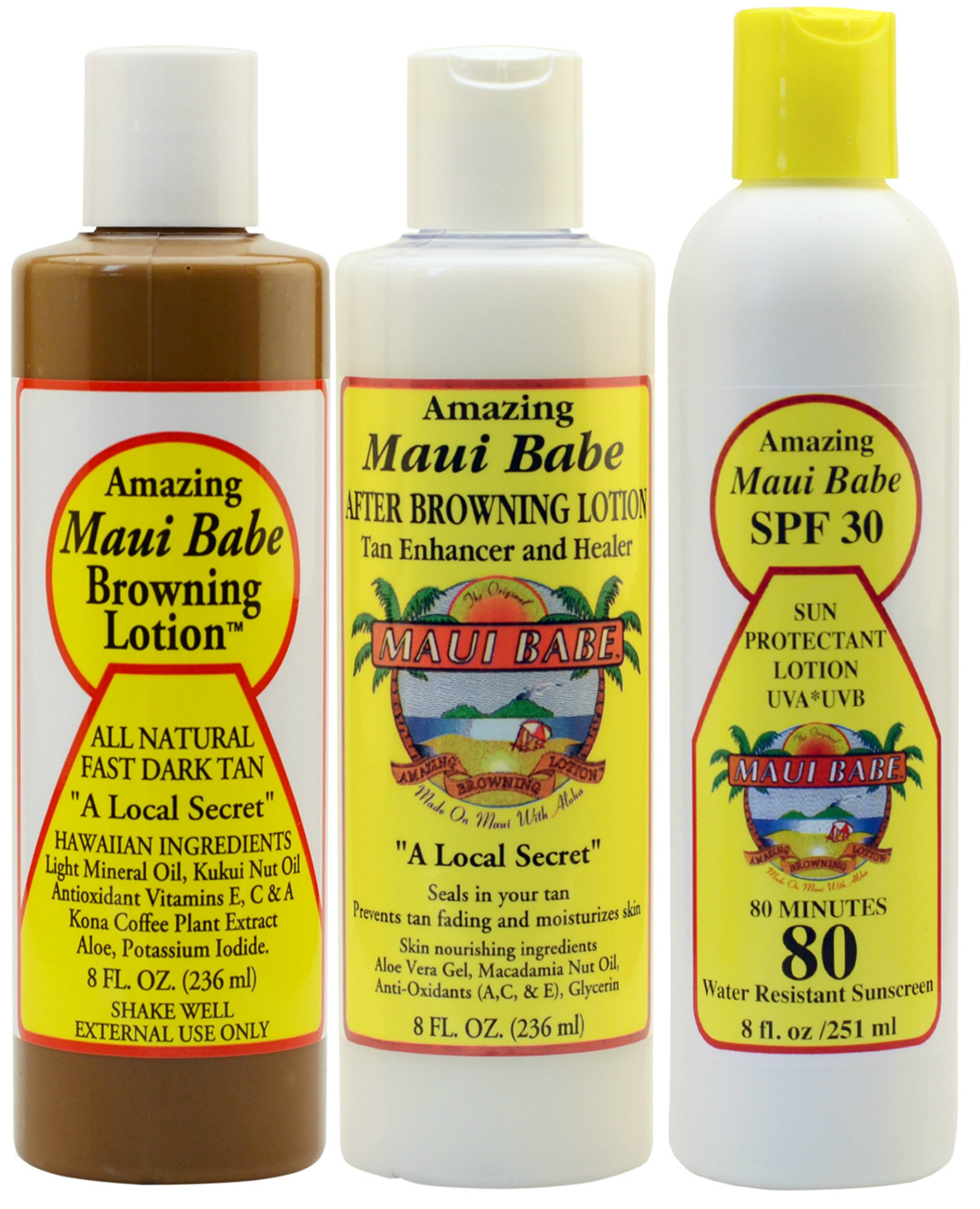 Maui Babe Variety Beach Pack (Browning Lotion 8 oz, After Browning