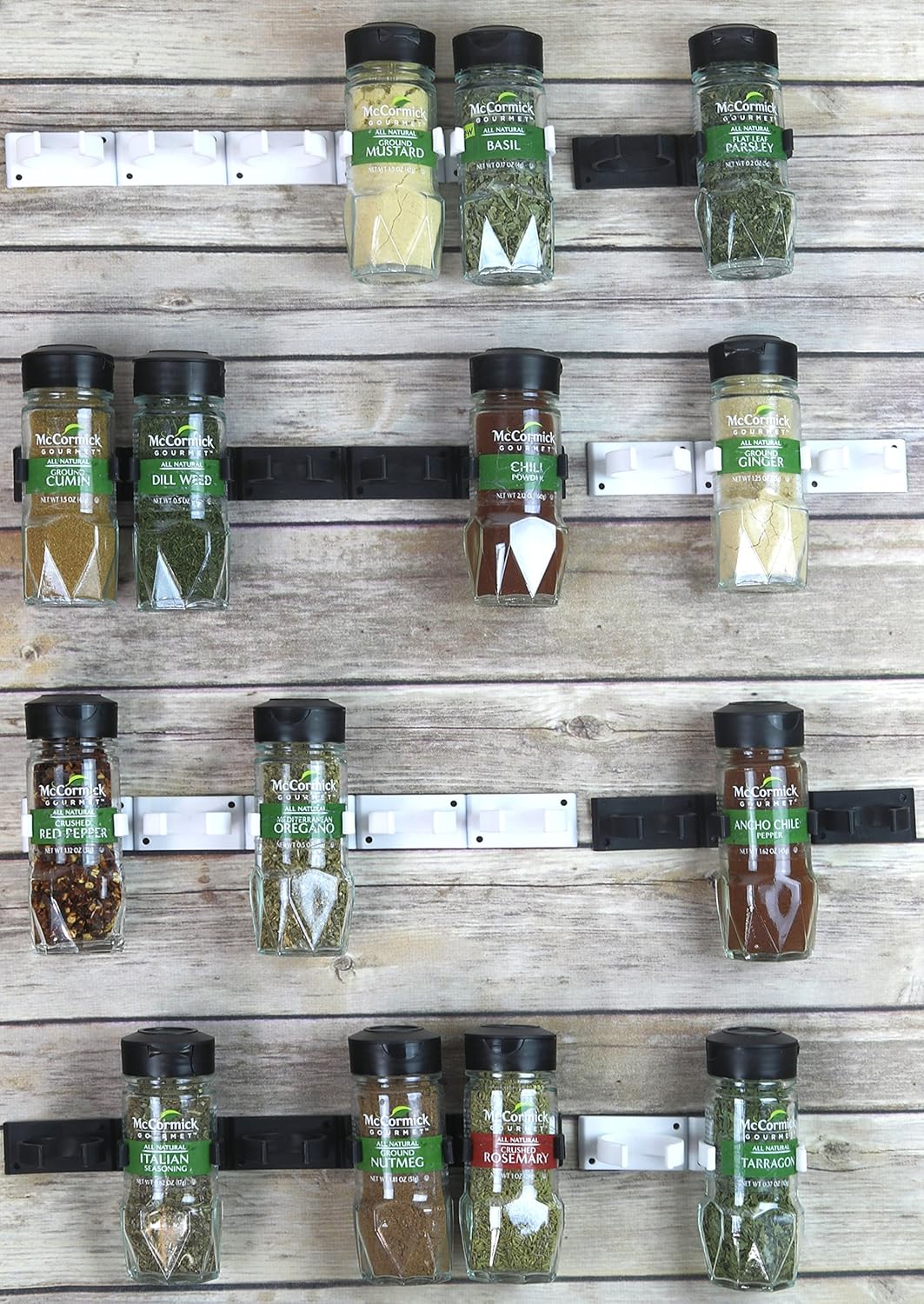 SimpleHouseware 30 Spice Gripper Clips Strips Cabinet Holder - 6 Strips, Holds 30 Jars: Kitchen & Dining