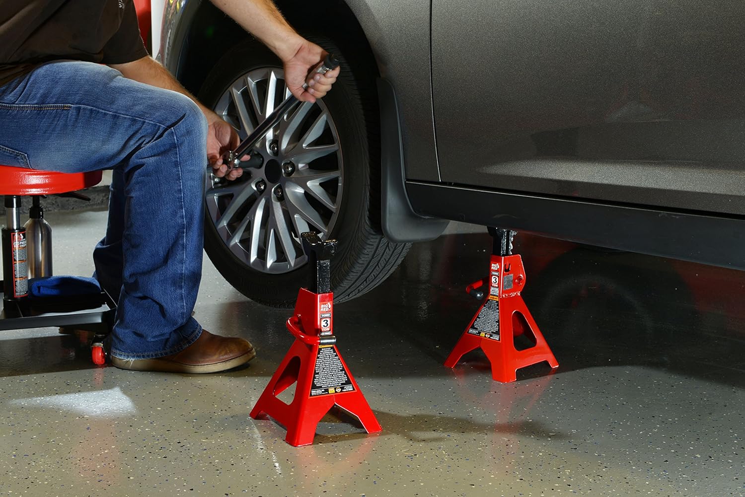 BIG RED T43202 Torin Steel Jack Stands: 3 Ton (6,000 lb) Capacity, Red, 1 Pair: Automotive