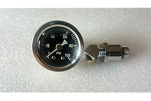 MID USA 100 PSI Oil Pressure Gauge with Adapter Fitting for Shovelhead & Big Twin EVO