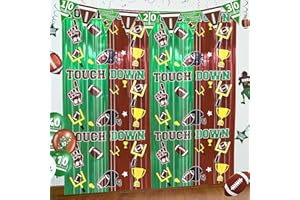 BIAWOY Superbowl Football Party Decorations Foil Fringe Curtains, 2 Pack 3.3x6.6ft Green Brown Tinsel Backdrop Super Bowl Sunday Night Football Game Day Photo Booth Backdrops Superbowl Party Decorations
