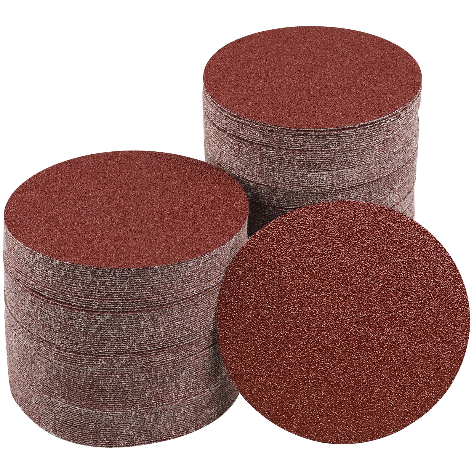 Sruhrak 100 Pcs 125mm Sanding Pads 60 Grit, 5 In Round No-Hole Sanding Discs Hook and Loop Sandpaper for Random Orbital Sanders