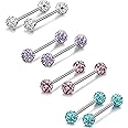 ORAZIO 6-8 Pcs 14G 316L Stainless Steel CZ Nipple Piercing Barbell Belly Button Ring for Women