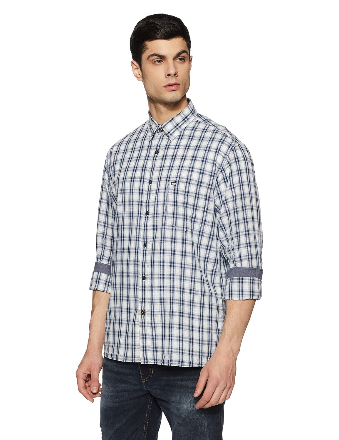 arrow sports men's checkered regular fit cotton casual shirt