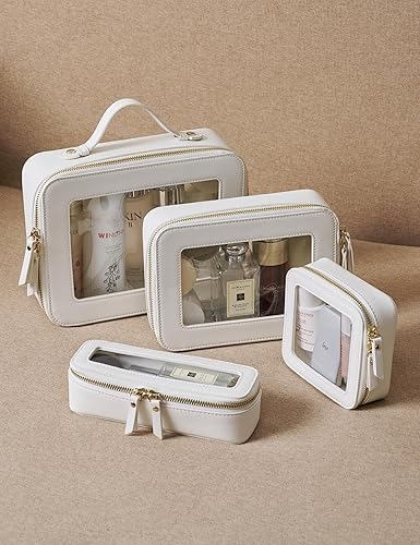 Popvibe Slim Makeup Brush Bag Travel Clear Toiletry Bag for Women