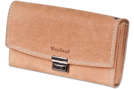 Woodland® - Profi Kellnerbörse mit speziell verstärktes Hartgeldfach aus naturbelassenem, weichem Büffelelder in Cognac, Beig