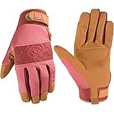 Wells Lamont Women's Synthetic Leather Work Gloves, Adjustable Wrist, Large | Synthetic Leather Palm, Reinforced Fingertips, Birdseye Mesh Back, Comfort Closure Wrist, Touchscreen Compatible