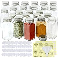 SimpleHouseware Spice Jars 4 Ounce Square Bottles w/labels, 24-Pack