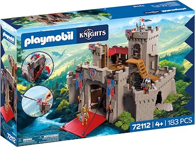 | Chevaliers | Grand Château des Chevaliers du Lion | Fort XXL avec Pont-Levis, canons et Trappe | Jouet château Fort pour Enfants à partir de 4 Ans | 72112