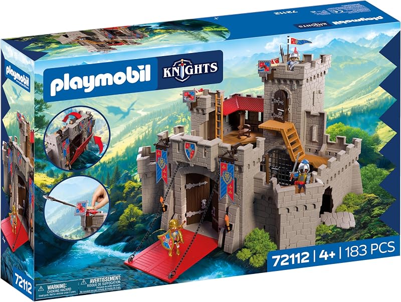 | Chevaliers | Grand Château des Chevaliers du Lion | Fort XXL avec Pont-Levis, canons et Trappe | Jouet château Fort pour Enfants à partir de 4 Ans | 72112