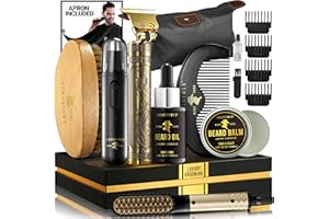 LOVERY Christmas Gifts for Men Who Have Everything Mens Gifts Grooming Beard Kit, Beard Trimmer, Nose Hair Trimmer, Hair Straightener Brush, Oil, Balm & More, 15pc Beard Kit for Men Care Dad Birthday Gift.