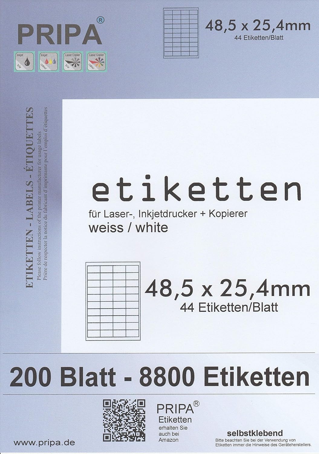 pripa - Labels for Fulfilled by Amazon Shipping 48,5-25,4-200Blatt-weiß, 48,5-25,4-200sheets-white - Image 5