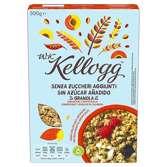 Kelloggs Cereales sin Azúcar Añadido Albaricoque - 2 Paquetes de 300 gr - Total: 600