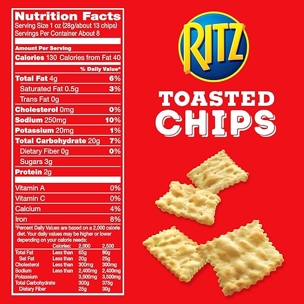 RITZ TOASTED CHIPS ORIGINAL CRACKERS, PARTY SNACKS, 8.1 OZ