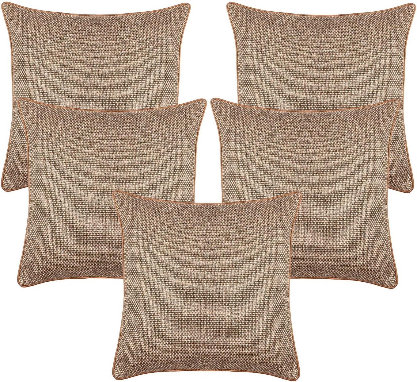 S N TRADERSS N TRADERS Jute 200 TC Cushion Cover, 16 x 16 Inch, Gold, 5 Pieces