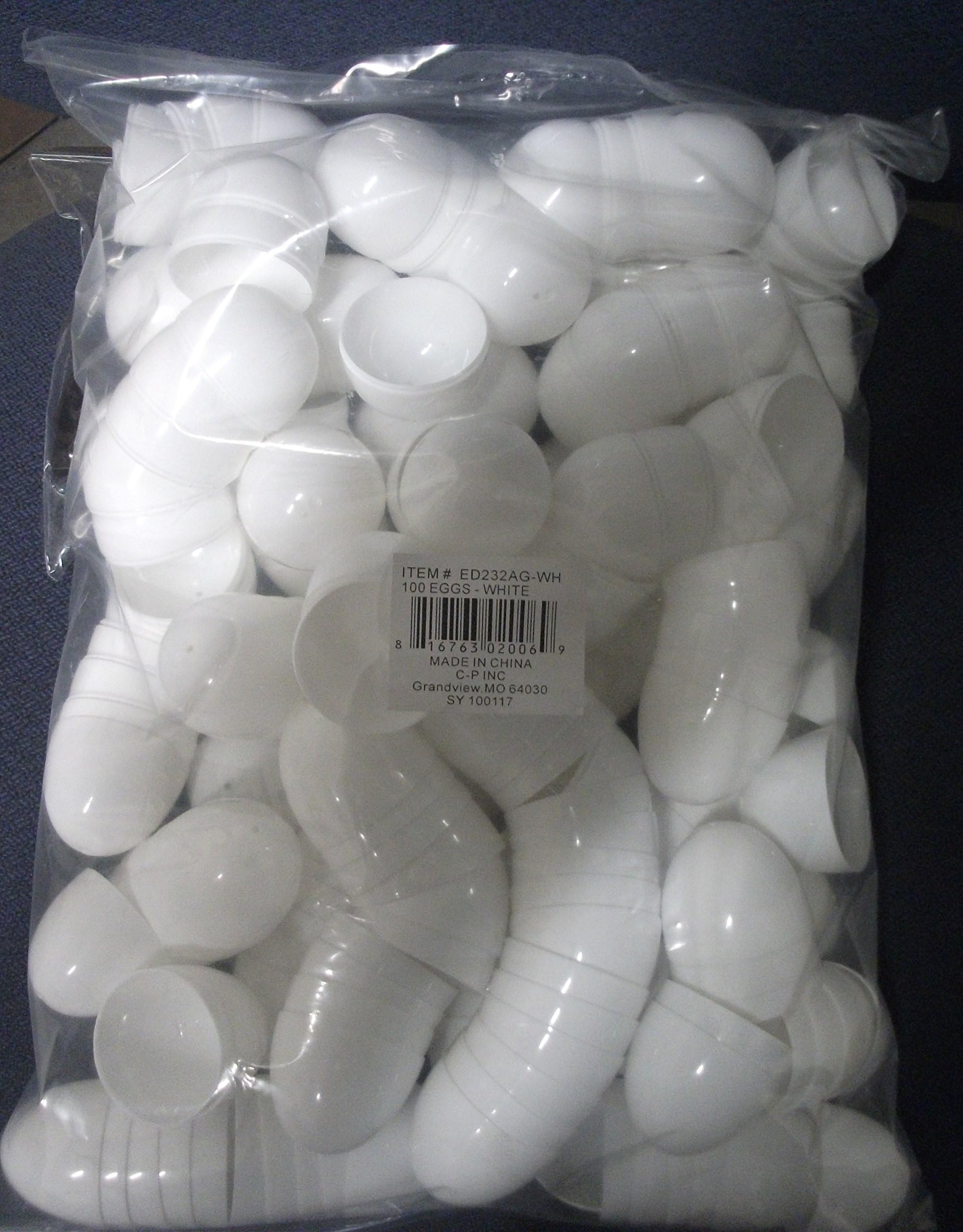 SK Novelty White Plastic 2.25" Easter Eggs - 100 Eggs Pack
