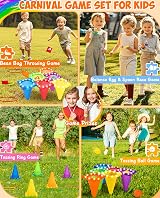 Eocolz 49PCS Carnival Game Set LED Cones Ring Toss Bean Bags Kids Outdoor view 4