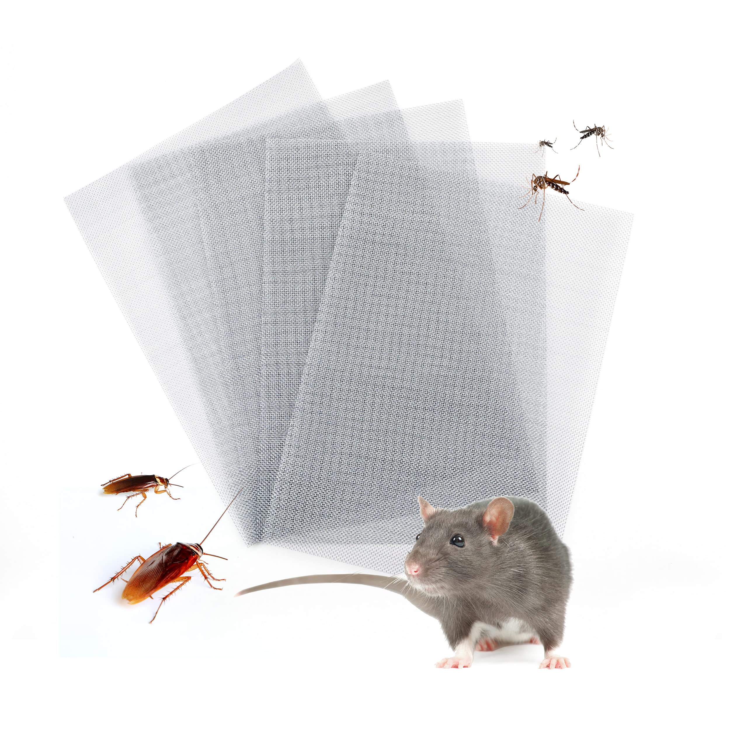 Wire Mesh Sheet 5 Pcs, Aufisi 304 Stainless Insect Rodent Mesh, Metal Fine Wire Steel Mesh Panels for Air Brick Vent Mesh Cover Window Door Kitchen Garden, A4 Sheet (210 x 150mm)