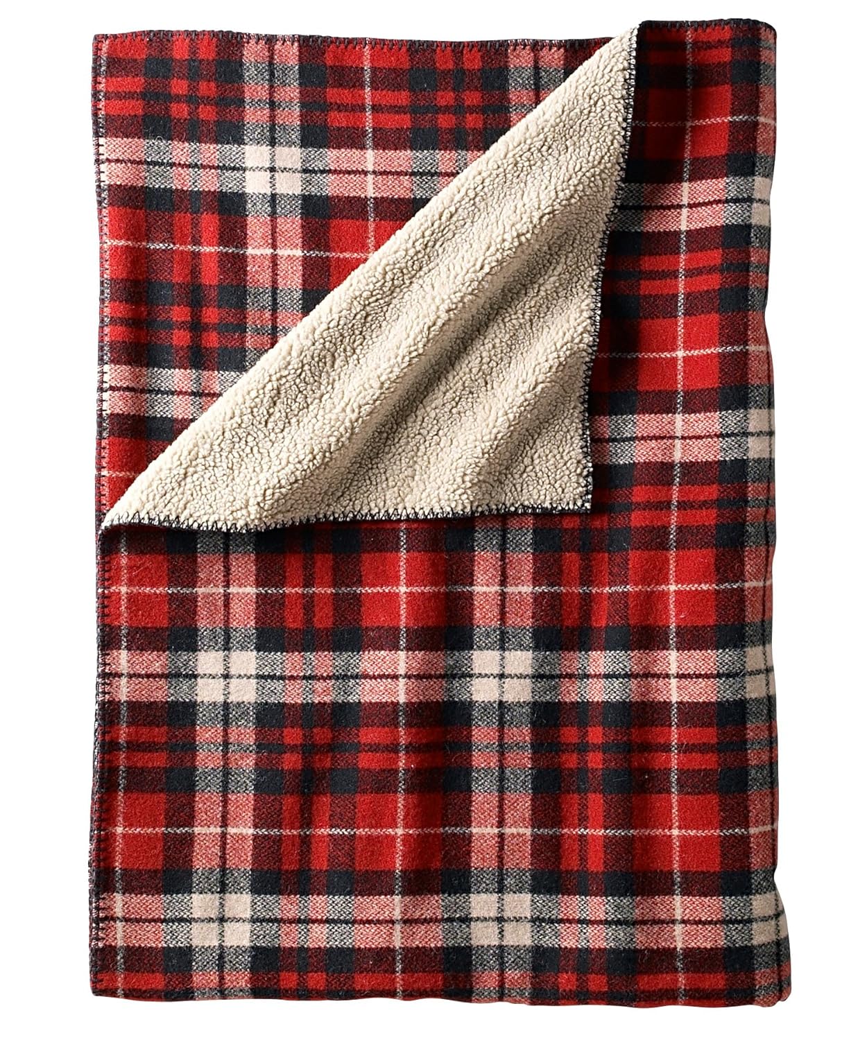 Woolrich Woodbury Wool Reversible Throw Blanket 50x68" RED/BLACK