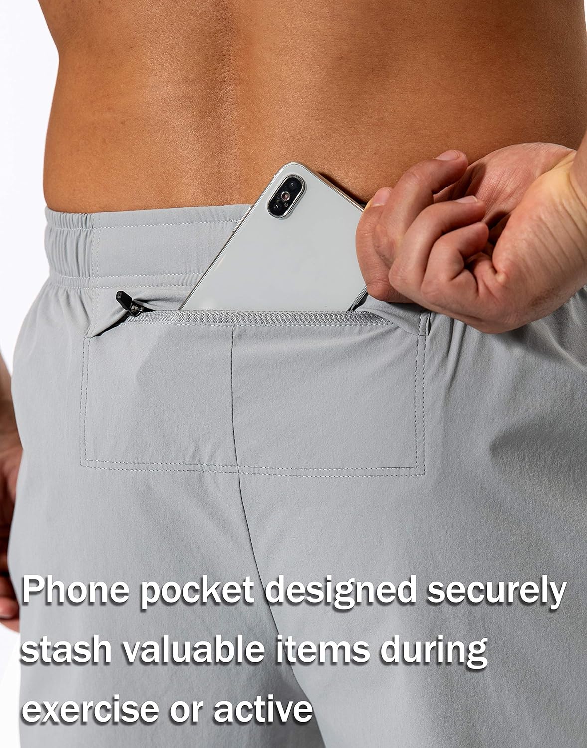 Pudolla Men's Workout Athletic Pants Elastic Waist Jogging Running Pants for Men with Zipper Pockets: Clothing