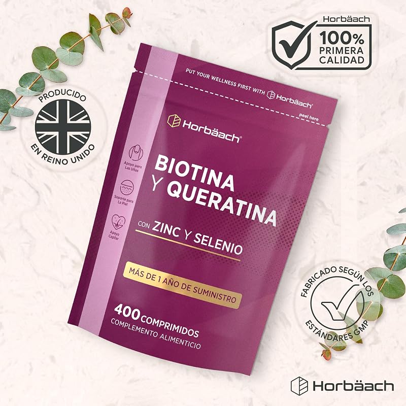 Biotina Max con Keratina Zinc y Selenio - + de 1 Año de Suministro