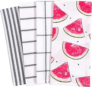 KAF Home Pantry Watermelon Slices All Over Kitchen Dish Towel Set of 4, 100-Percent Cotton, 18 x 28-inch