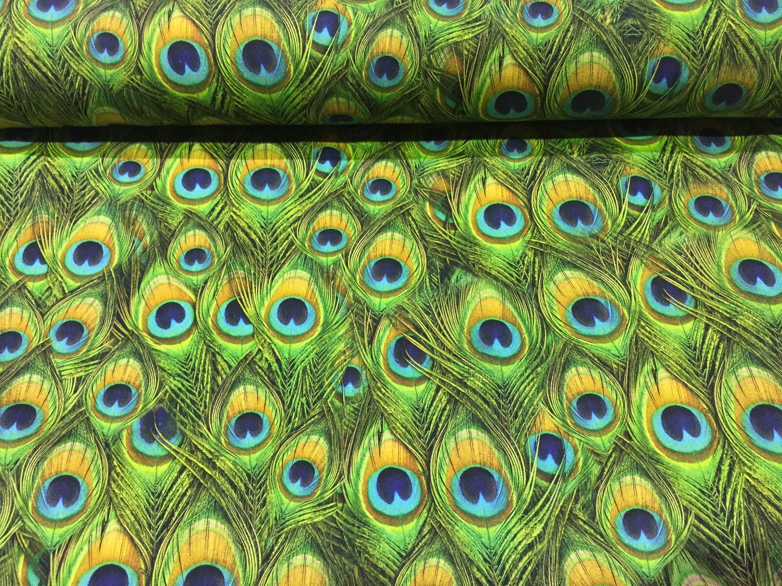 Peacock Feathers Digital Print Fabric Home Decor Upholstery Curtains Dressmaking Cotton Material - 140cm Wide (2)